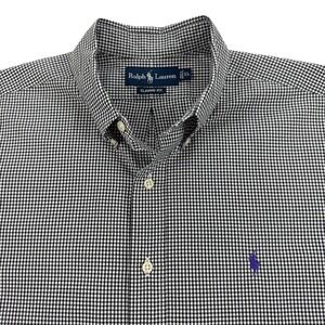 Ralph Lauren Shirt Mens XL Black Check Classic Fit Button Down Gingham Preppy